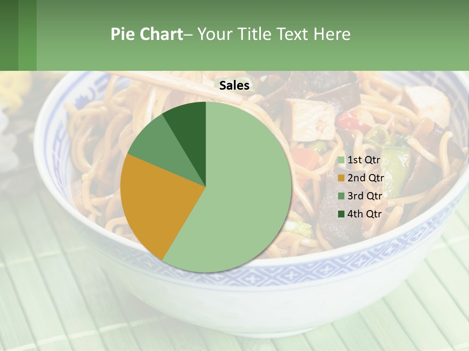 A Blue And White Bowl Filled With Noodles And Vegetables PowerPoint Template