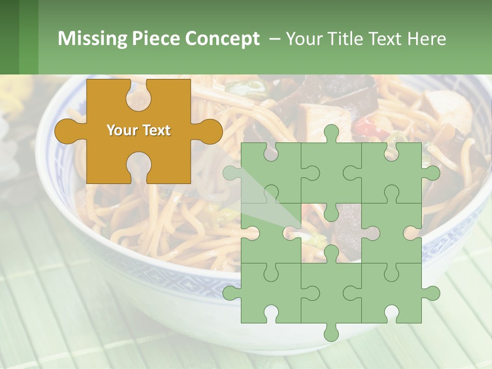 A Blue And White Bowl Filled With Noodles And Vegetables PowerPoint Template