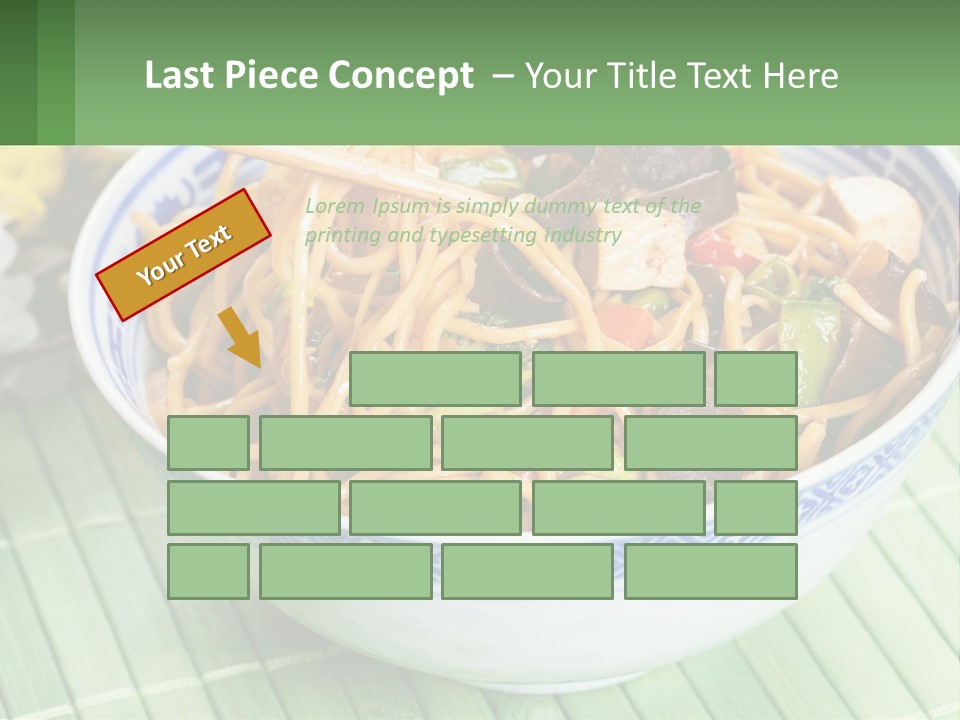 A Blue And White Bowl Filled With Noodles And Vegetables PowerPoint Template