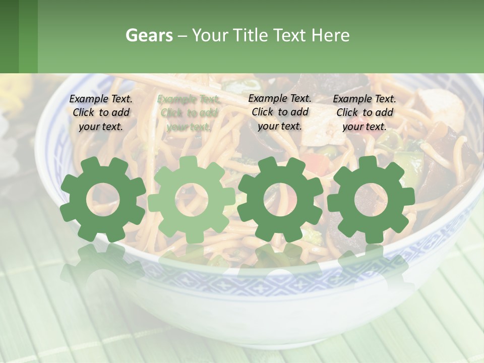 A Blue And White Bowl Filled With Noodles And Vegetables PowerPoint Template