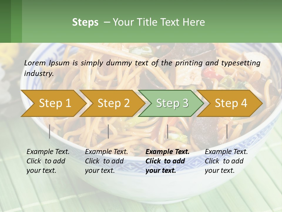 A Blue And White Bowl Filled With Noodles And Vegetables PowerPoint Template