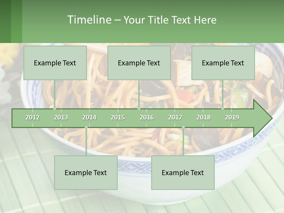 A Blue And White Bowl Filled With Noodles And Vegetables PowerPoint Template