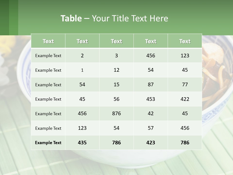 A Blue And White Bowl Filled With Noodles And Vegetables PowerPoint Template