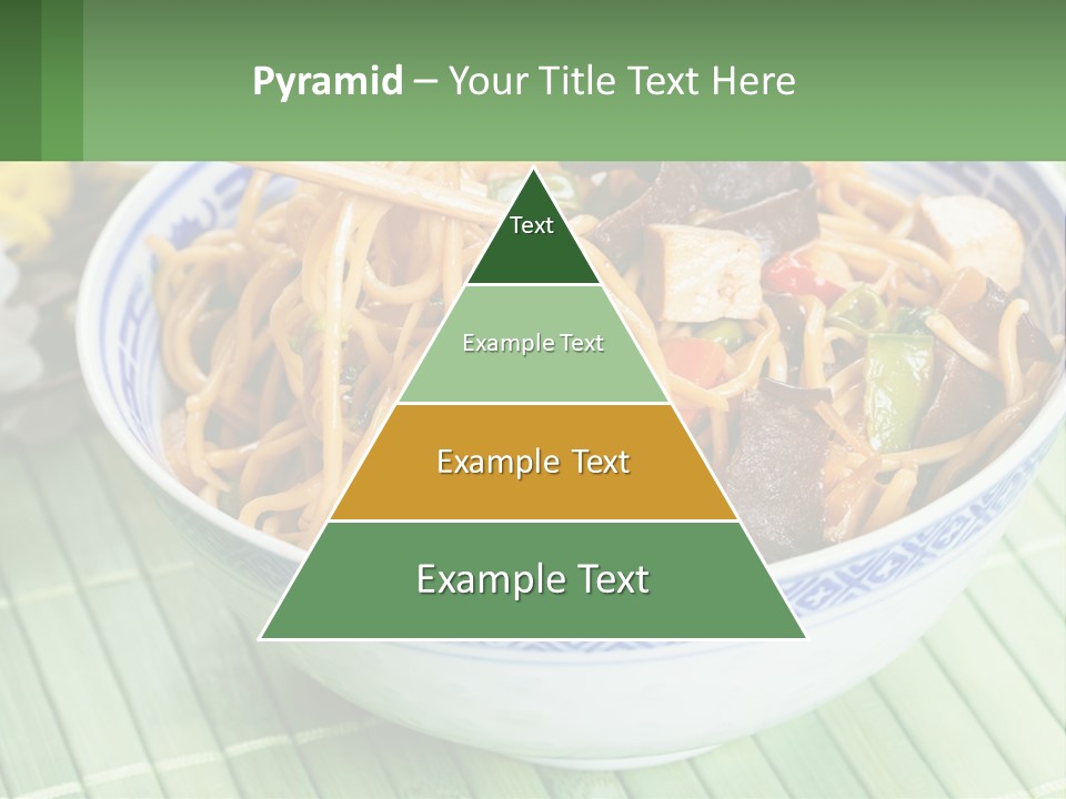 A Blue And White Bowl Filled With Noodles And Vegetables PowerPoint Template