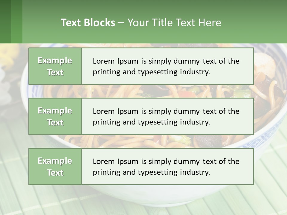 A Blue And White Bowl Filled With Noodles And Vegetables PowerPoint Template