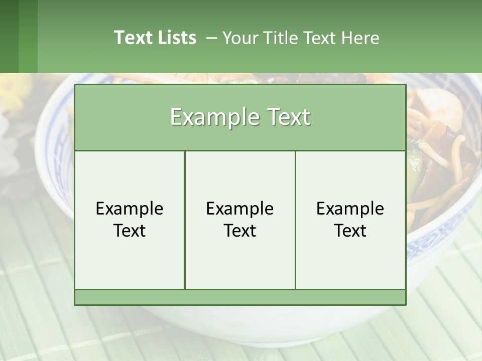 A Blue And White Bowl Filled With Noodles And Vegetables PowerPoint Template