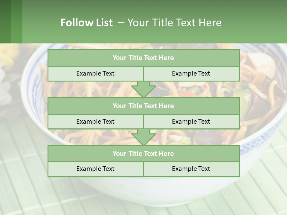 A Blue And White Bowl Filled With Noodles And Vegetables PowerPoint Template