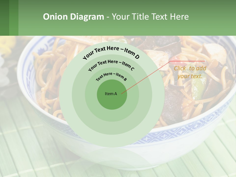 A Blue And White Bowl Filled With Noodles And Vegetables PowerPoint Template