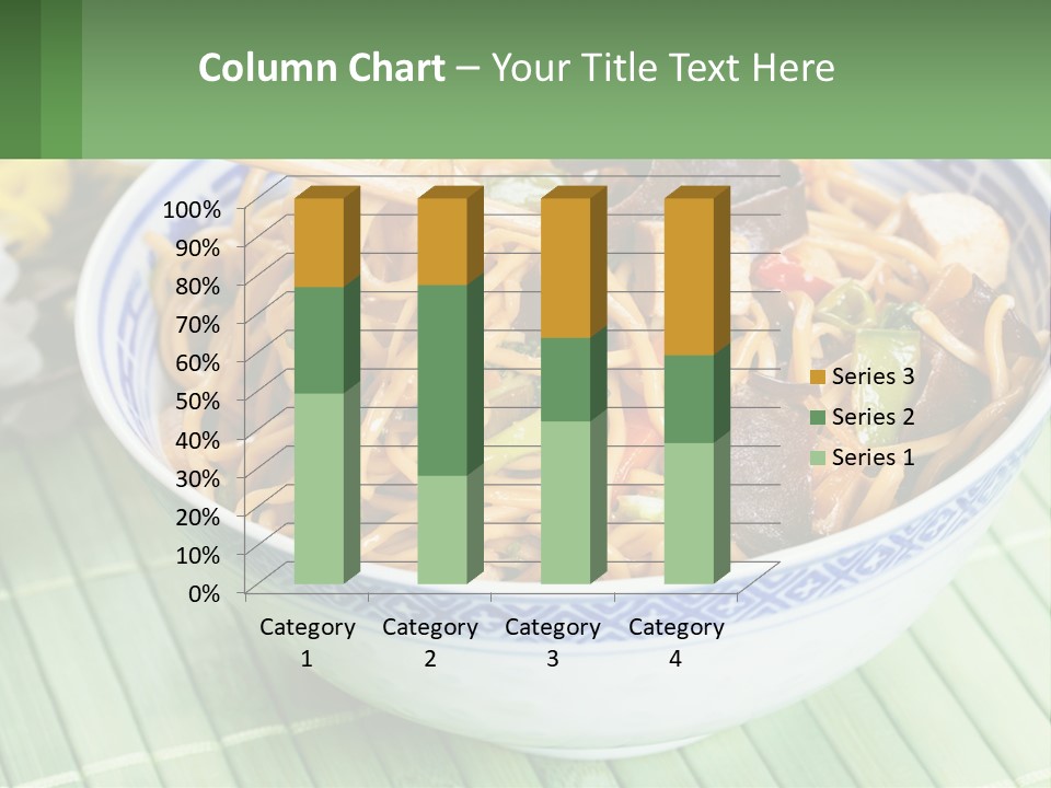 A Blue And White Bowl Filled With Noodles And Vegetables PowerPoint Template