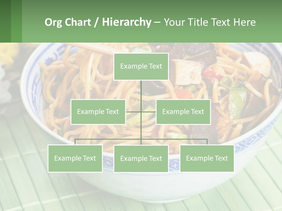 A Blue And White Bowl Filled With Noodles And Vegetables PowerPoint Template