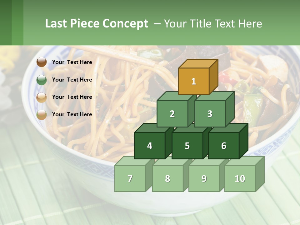 A Blue And White Bowl Filled With Noodles And Vegetables PowerPoint Template