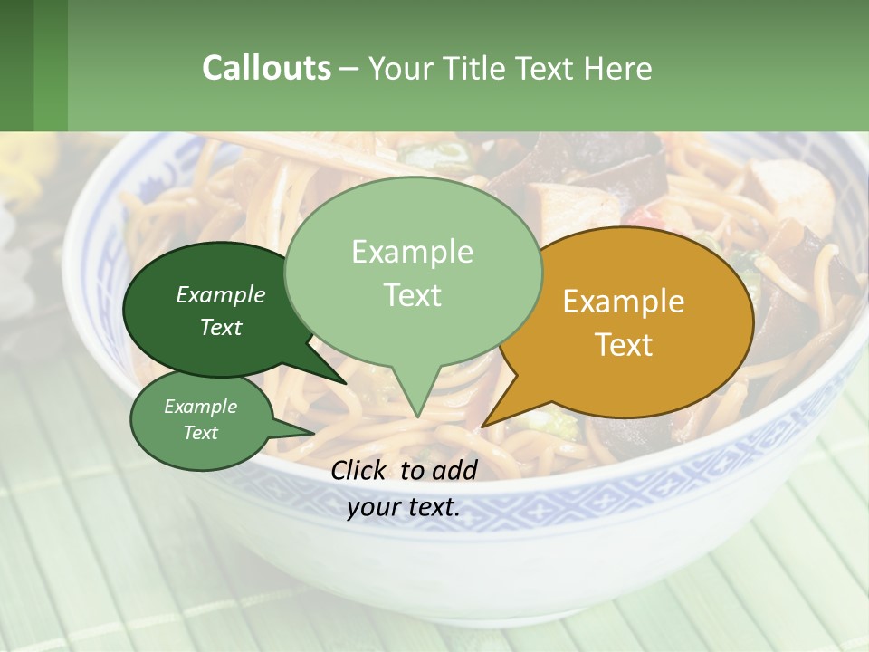 A Blue And White Bowl Filled With Noodles And Vegetables PowerPoint Template