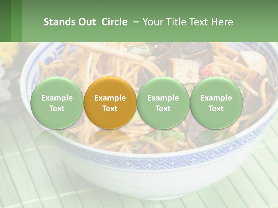 A Blue And White Bowl Filled With Noodles And Vegetables PowerPoint Template