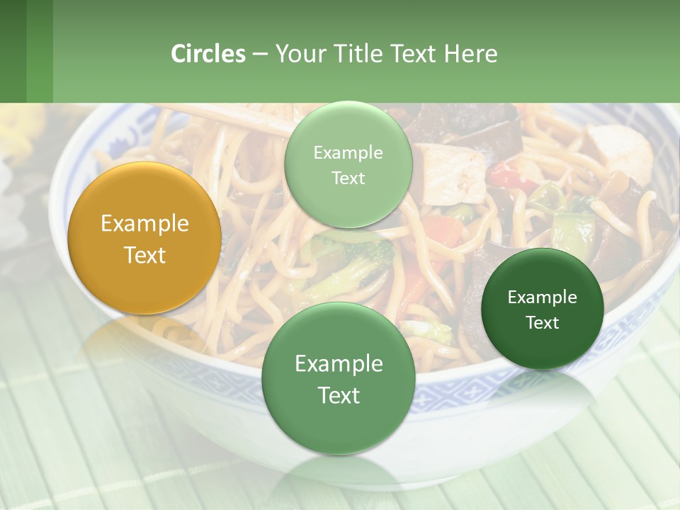 A Blue And White Bowl Filled With Noodles And Vegetables PowerPoint Template
