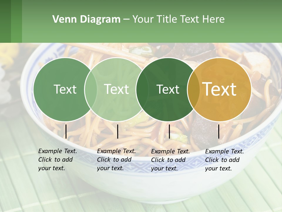 A Blue And White Bowl Filled With Noodles And Vegetables PowerPoint Template
