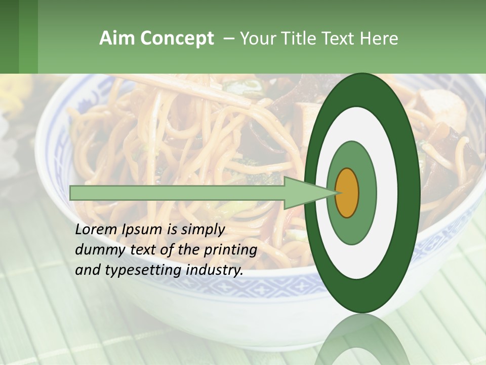 A Blue And White Bowl Filled With Noodles And Vegetables PowerPoint Template