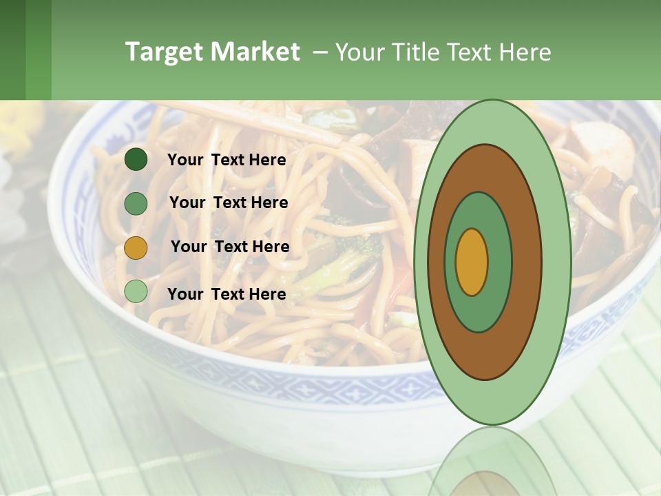 A Blue And White Bowl Filled With Noodles And Vegetables PowerPoint Template