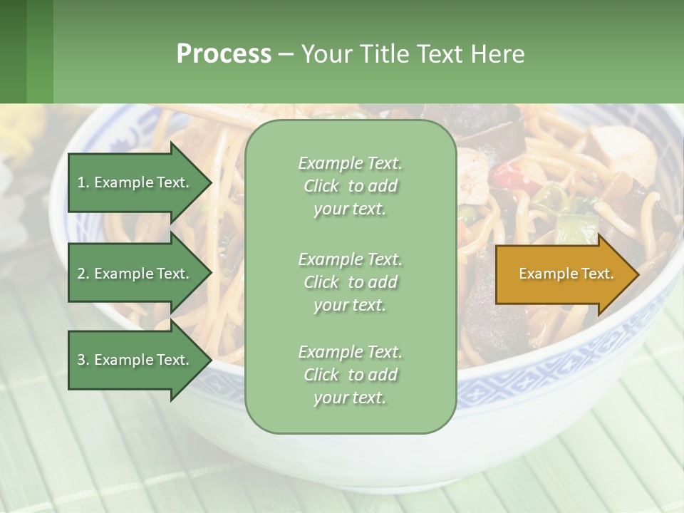 A Blue And White Bowl Filled With Noodles And Vegetables PowerPoint Template