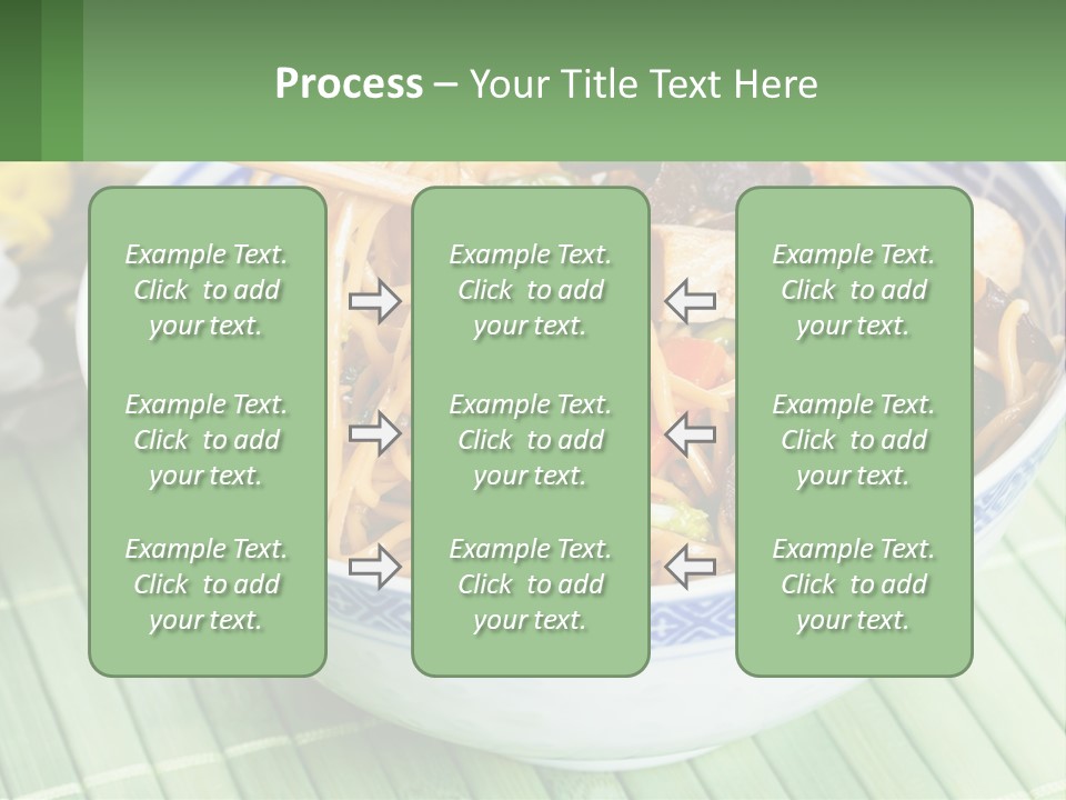 A Blue And White Bowl Filled With Noodles And Vegetables PowerPoint Template