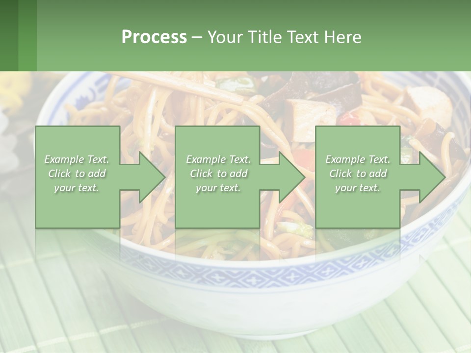 A Blue And White Bowl Filled With Noodles And Vegetables PowerPoint Template