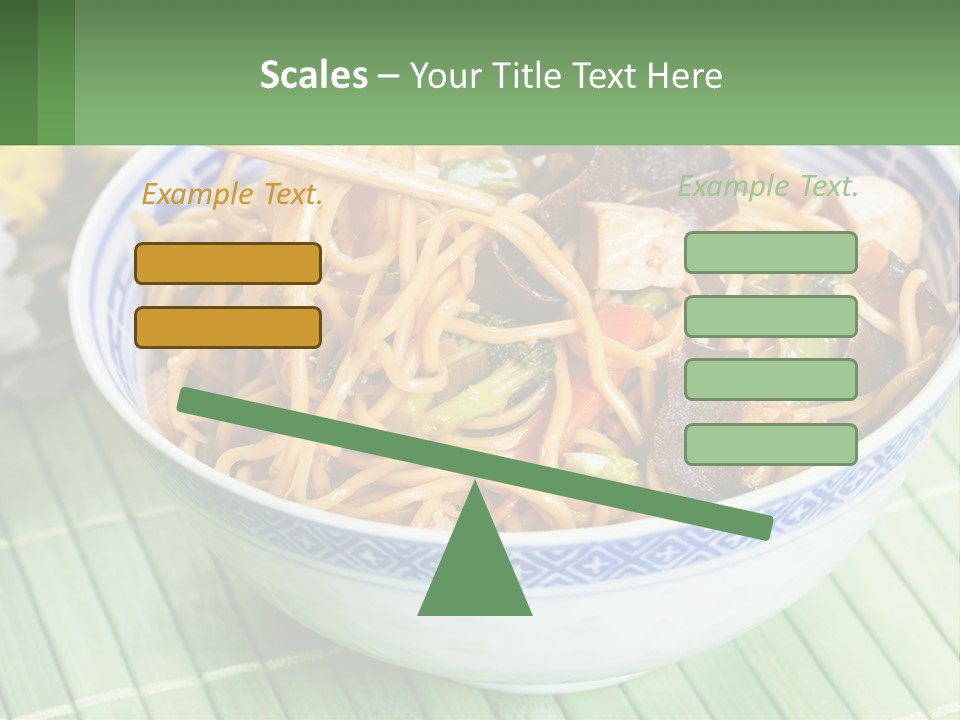 A Blue And White Bowl Filled With Noodles And Vegetables PowerPoint Template