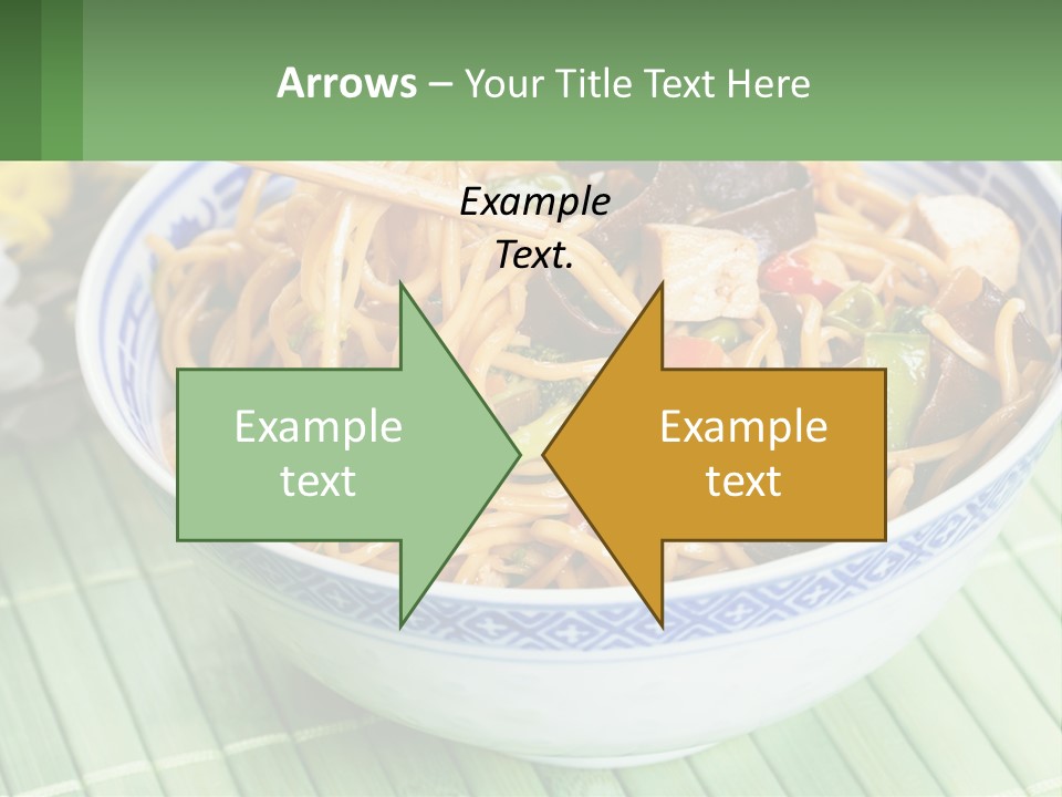 A Blue And White Bowl Filled With Noodles And Vegetables PowerPoint Template