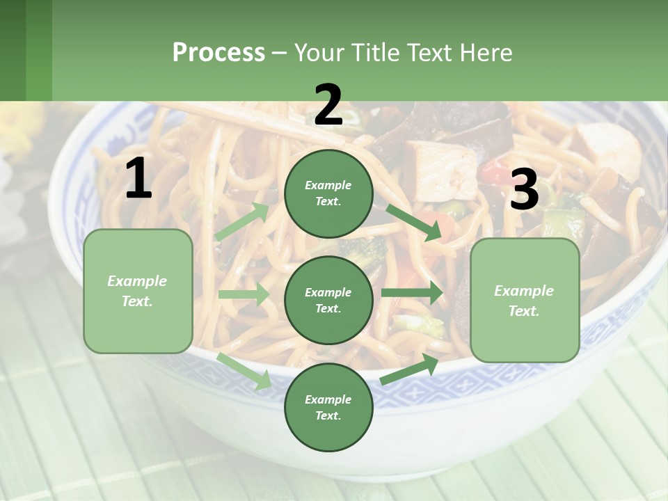 A Blue And White Bowl Filled With Noodles And Vegetables PowerPoint Template