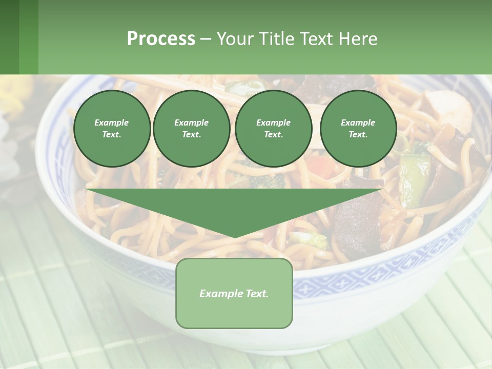 A Blue And White Bowl Filled With Noodles And Vegetables PowerPoint Template