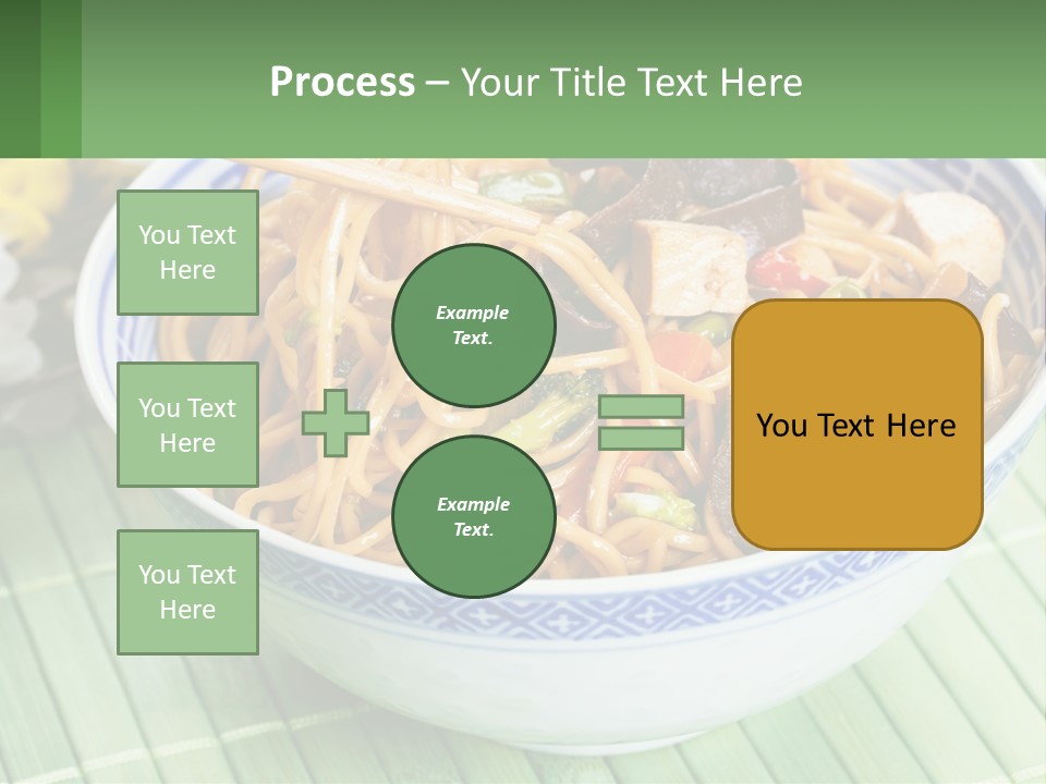 A Blue And White Bowl Filled With Noodles And Vegetables PowerPoint Template