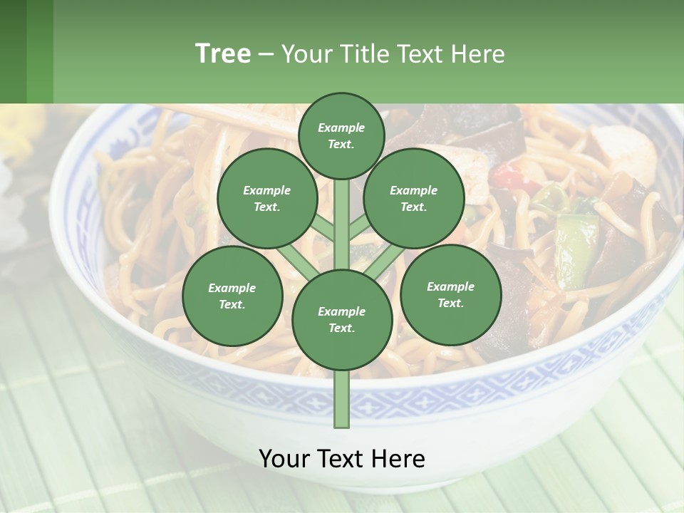 A Blue And White Bowl Filled With Noodles And Vegetables PowerPoint Template