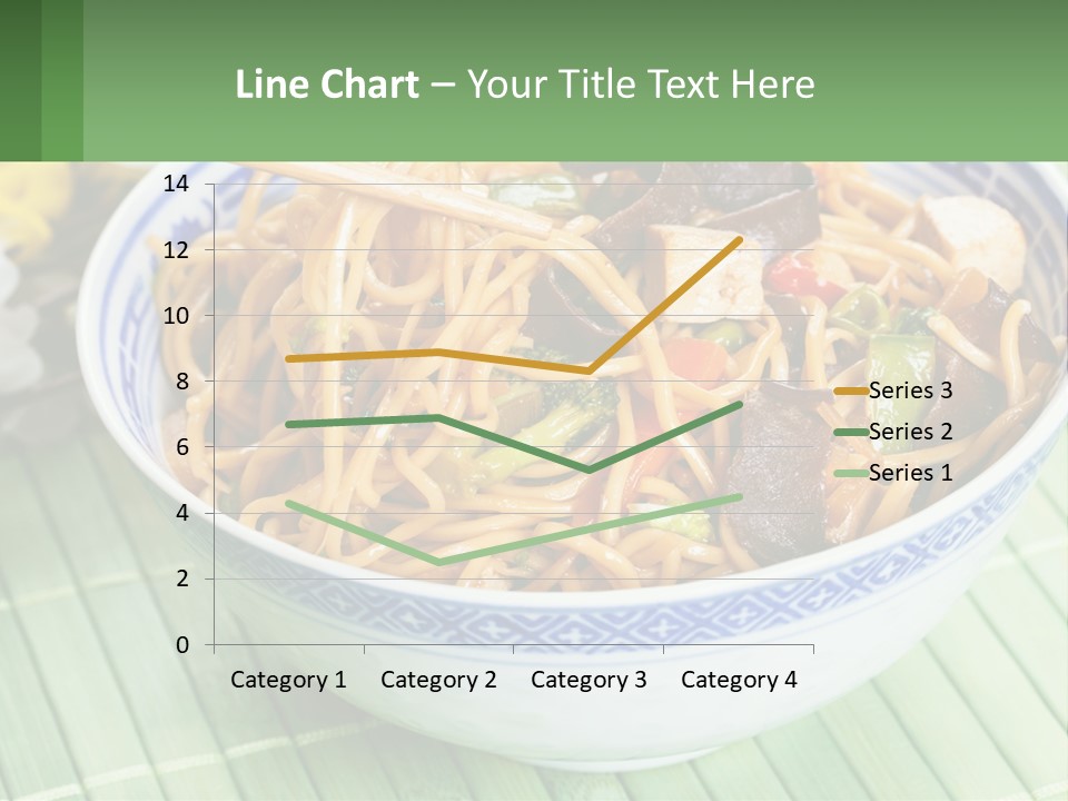 A Blue And White Bowl Filled With Noodles And Vegetables PowerPoint Template