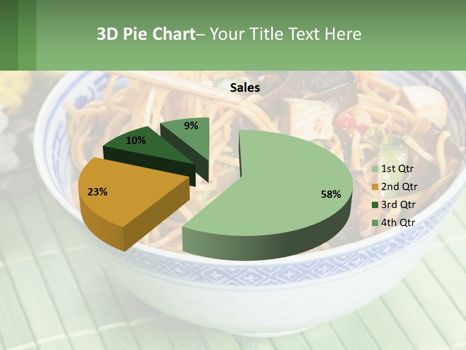 A Blue And White Bowl Filled With Noodles And Vegetables PowerPoint Template