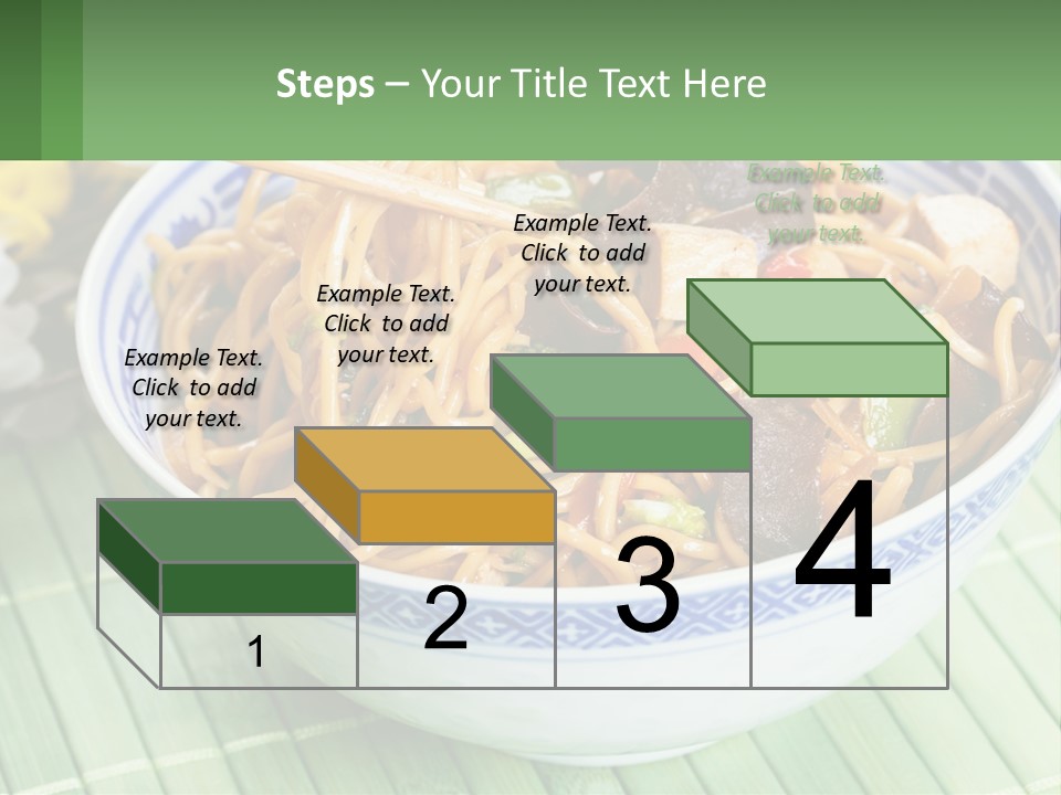 A Blue And White Bowl Filled With Noodles And Vegetables PowerPoint Template