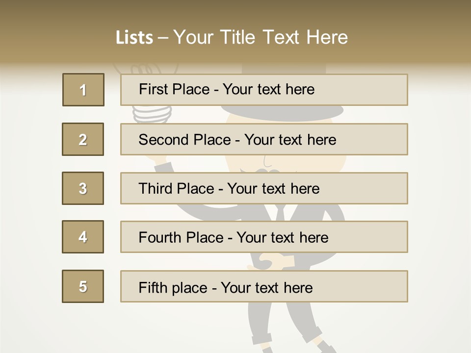 A Man In A Top Hat Holding A Light Bulb PowerPoint Template