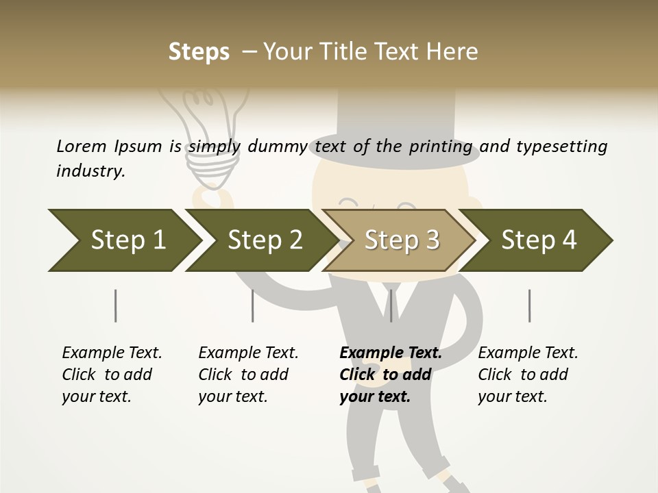 A Man In A Top Hat Holding A Light Bulb PowerPoint Template