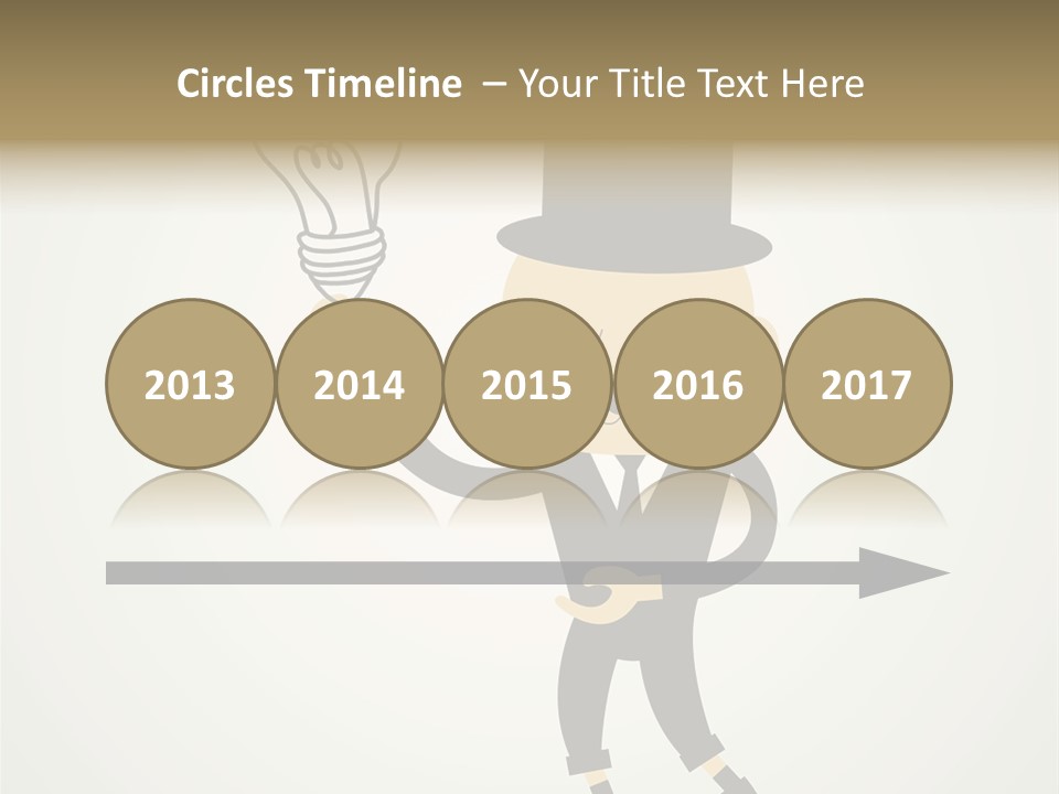 A Man In A Top Hat Holding A Light Bulb PowerPoint Template