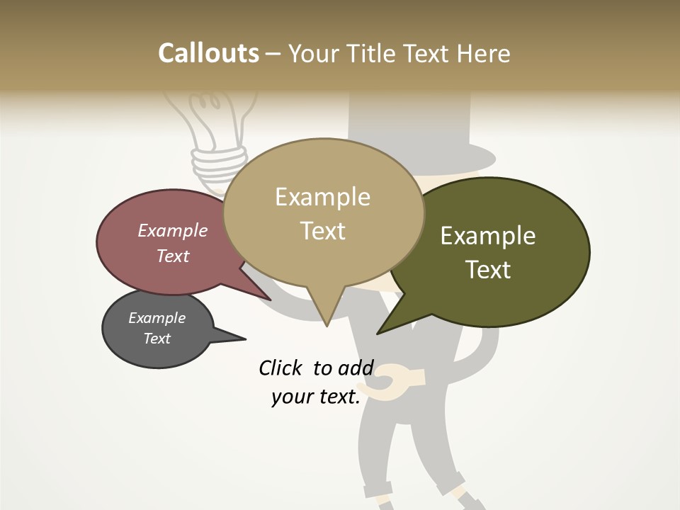 A Man In A Top Hat Holding A Light Bulb PowerPoint Template