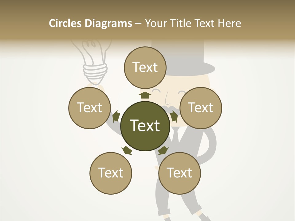 A Man In A Top Hat Holding A Light Bulb PowerPoint Template
