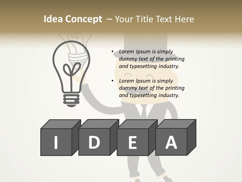 A Man In A Top Hat Holding A Light Bulb PowerPoint Template