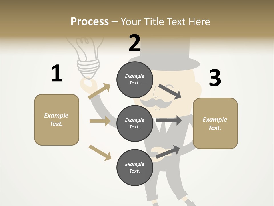 A Man In A Top Hat Holding A Light Bulb PowerPoint Template