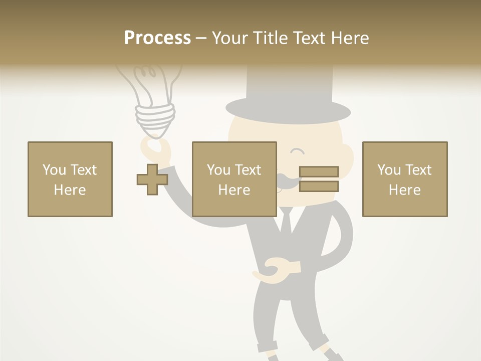A Man In A Top Hat Holding A Light Bulb PowerPoint Template