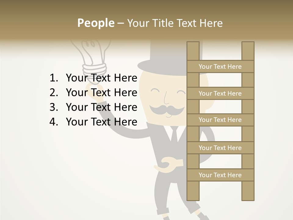 A Man In A Top Hat Holding A Light Bulb PowerPoint Template
