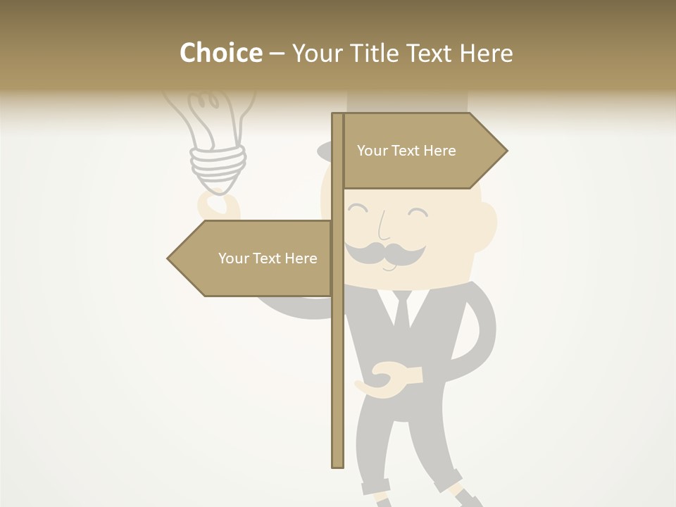 A Man In A Top Hat Holding A Light Bulb PowerPoint Template