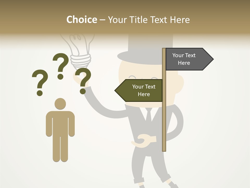 A Man In A Top Hat Holding A Light Bulb PowerPoint Template