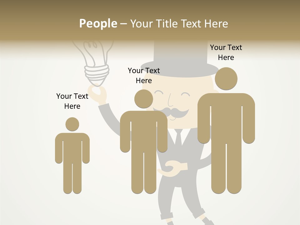 A Man In A Top Hat Holding A Light Bulb PowerPoint Template