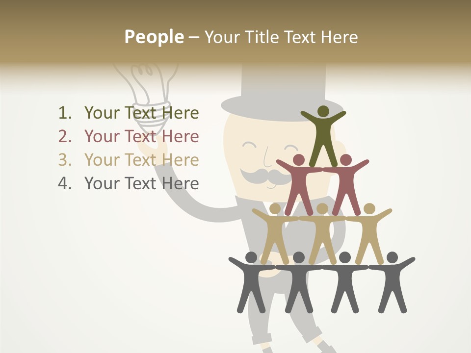 A Man In A Top Hat Holding A Light Bulb PowerPoint Template