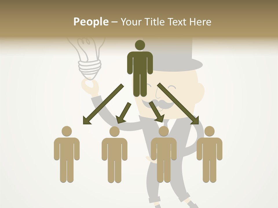 A Man In A Top Hat Holding A Light Bulb PowerPoint Template
