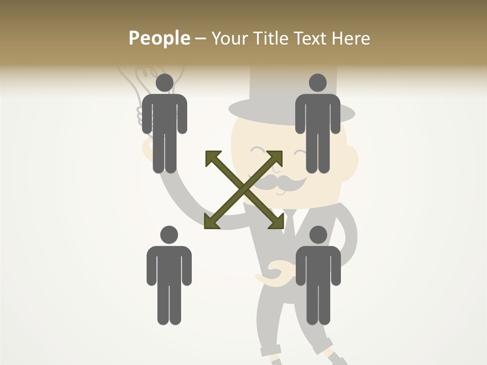 A Man In A Top Hat Holding A Light Bulb PowerPoint Template