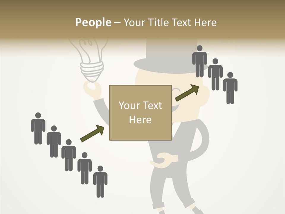 A Man In A Top Hat Holding A Light Bulb PowerPoint Template