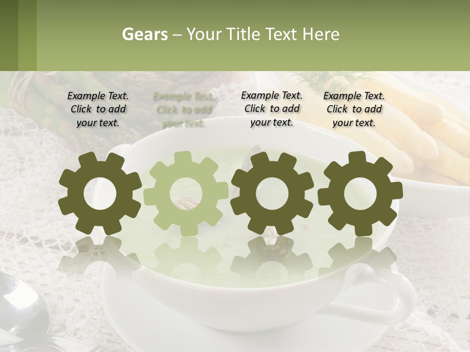 A Bowl Of Soup With Asparagus And Asparagus On The Side PowerPoint Template